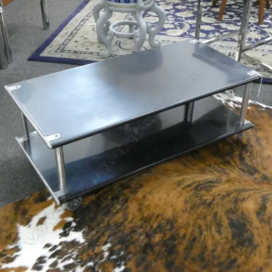 INDUSTRIAL STYLE COFFEE TABLE ON CASTORS 1000x500x380mm