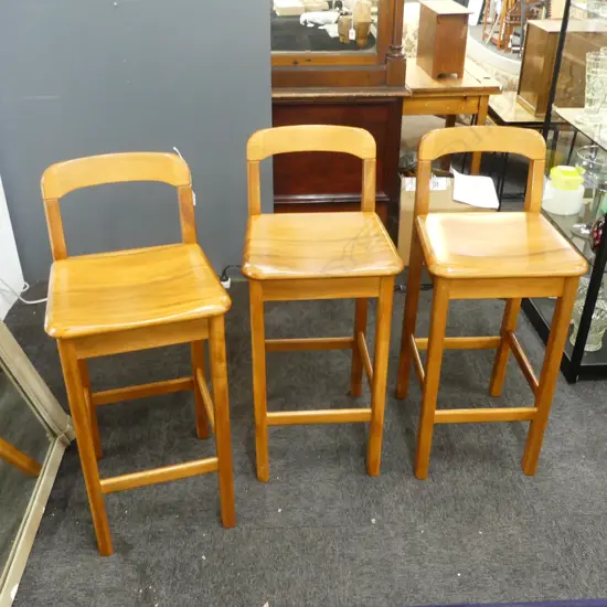 THREE RIMU BARSTOOLS H.870mm