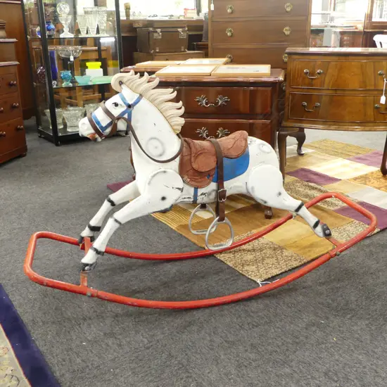 VINTAGE METAL ROCKING HORSE L.1120mm