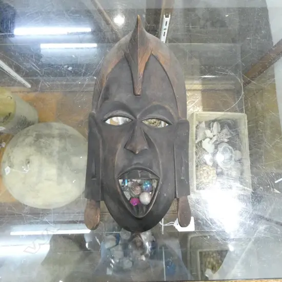 CARVED WOODEN TRIBAL MASK H.360mm