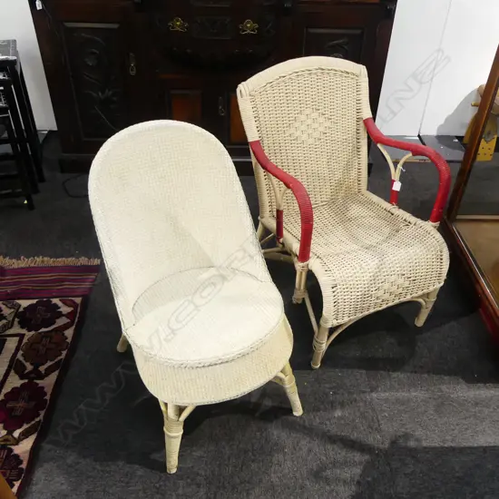 TWO VINTAGE CANE CHAIRS LLOYD LOOM TYPE & CHROMASTER LABELLED TALLEST 800mm