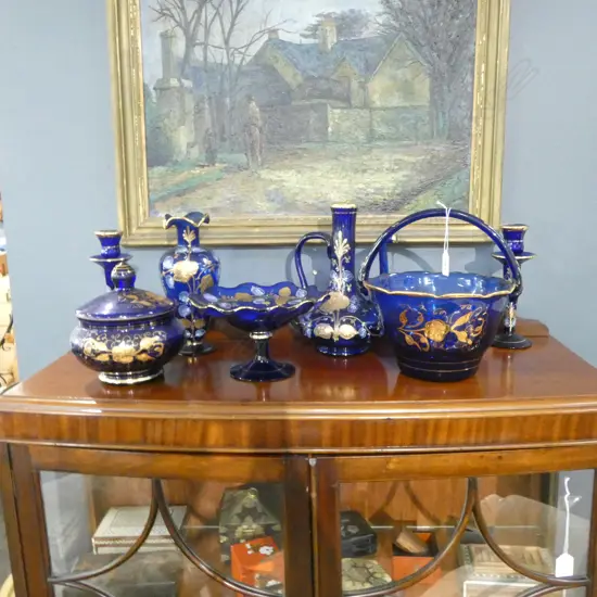 7 PCES BLUE GLASS H.250mm