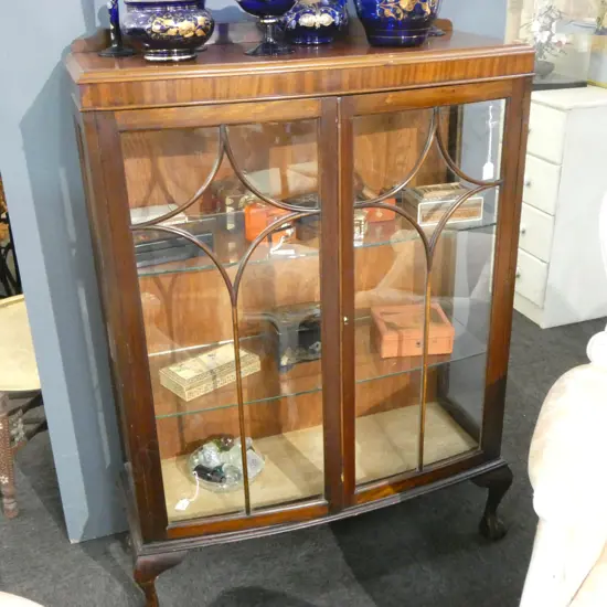 MAHOGANY GLAZED CHINA CABINET (NO KEY) 900x330x1340mm
