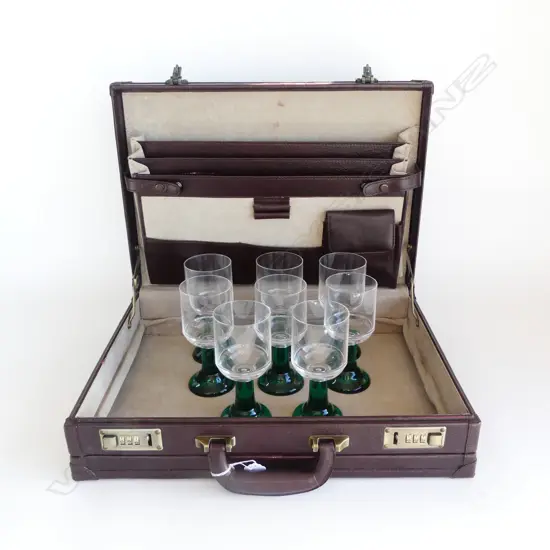 FRANZEN BRIEFCASE W.460mm + 8 STRAHL WINE GLASSES