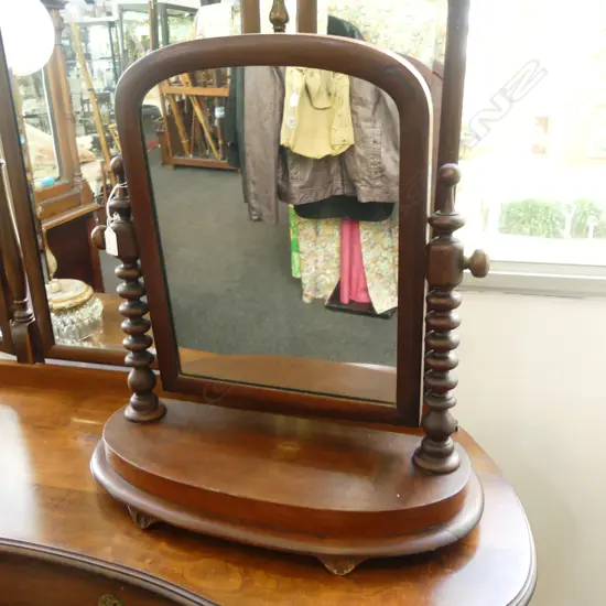 ANTIQUE DRESSER TOP MIRROR WITH COTTON REEL SUPPORTS W550 X H590mm