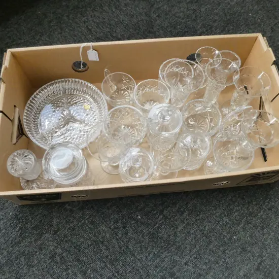 21 PIECES CUT CRYSTAL VASES, BOWLS, CONDIMENTS, WEBB CORBETT ETC
