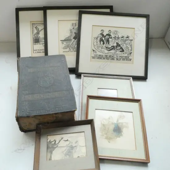 3 SUZANNE GOLDBERG ARTWORKS, 3 PRINTS, OLD MEDICAL BOOK