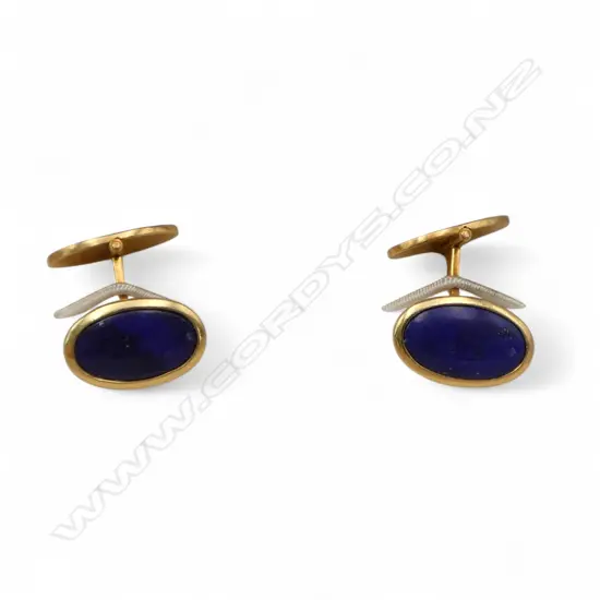 PR 18ct GOLD & LAPIS LAZULI CUFFLINKS 7.79gms