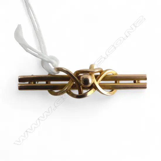 EDWARDIAN double bar 9ct GOLD BROOCH knot design 2gms