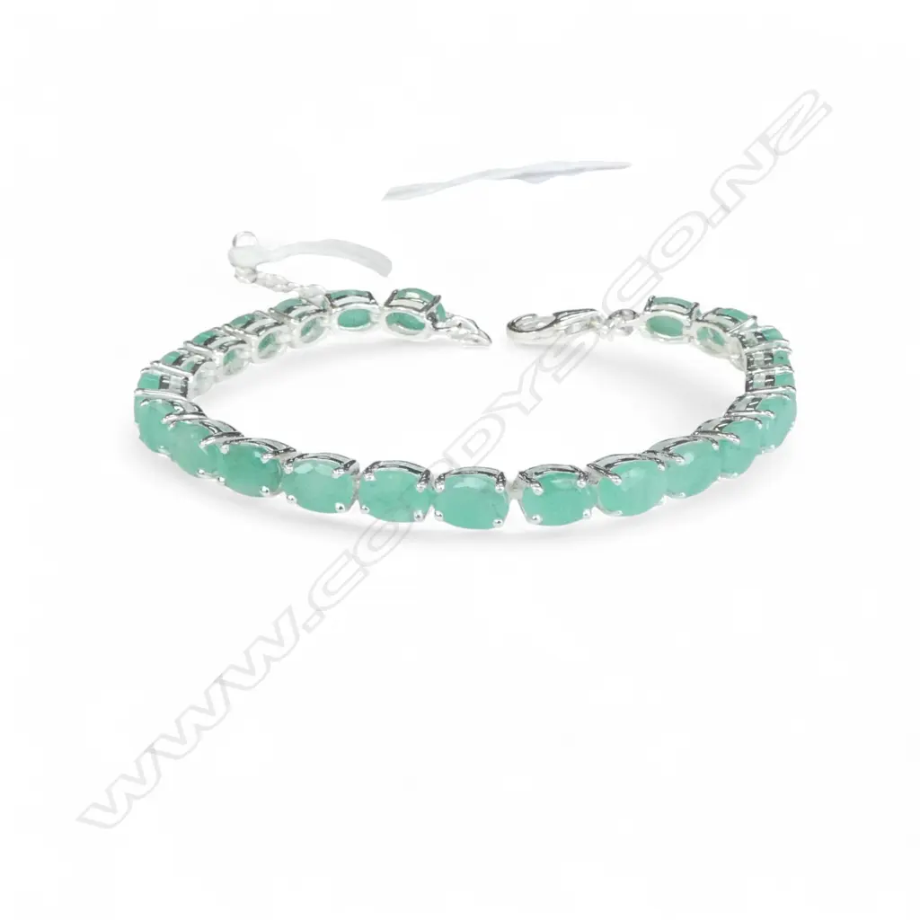 SILVER & EMERALD? TENNIS BRACELET Image 1++