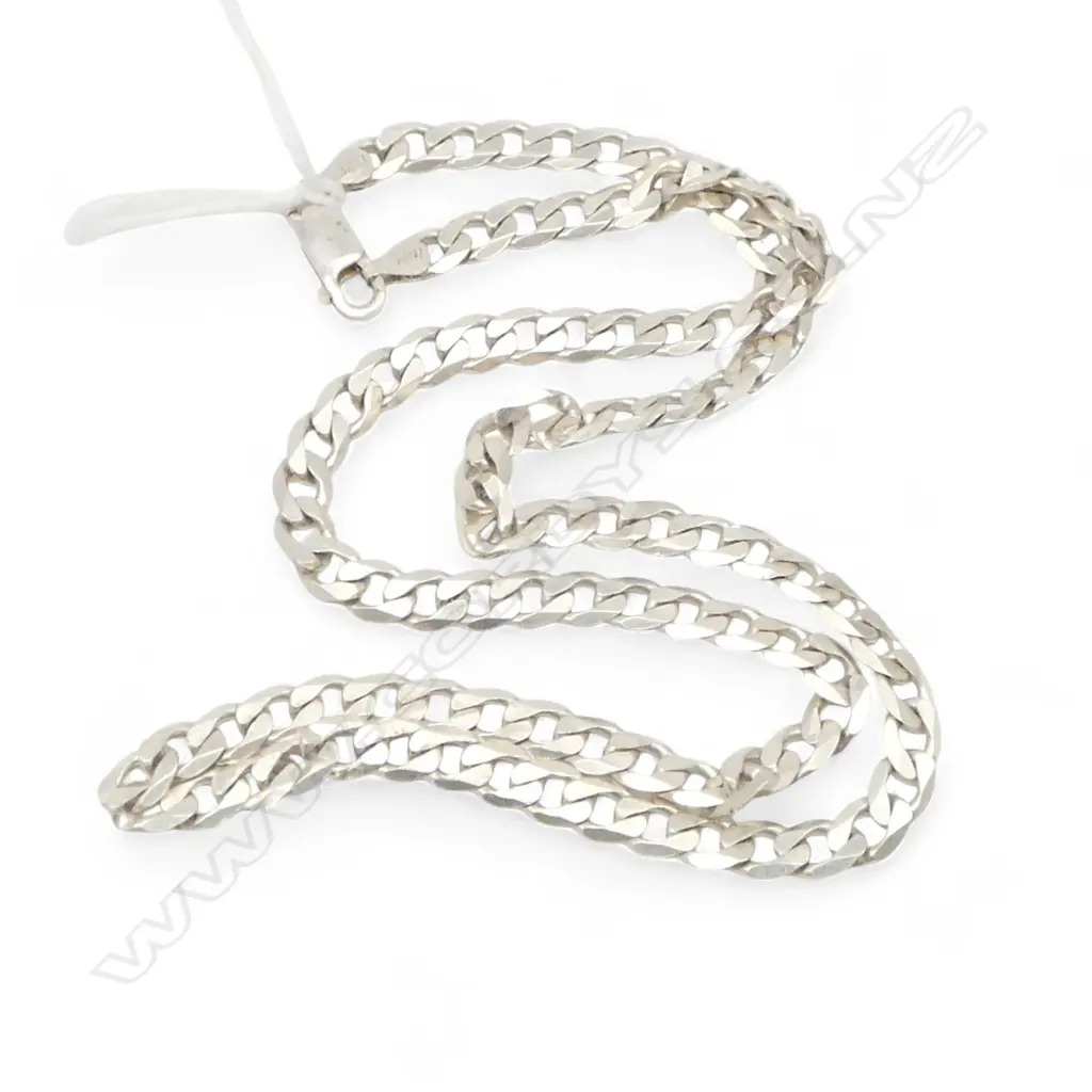 925 SILVER flat curb link NECK CHAIN L.480mm 22gms Image 1++