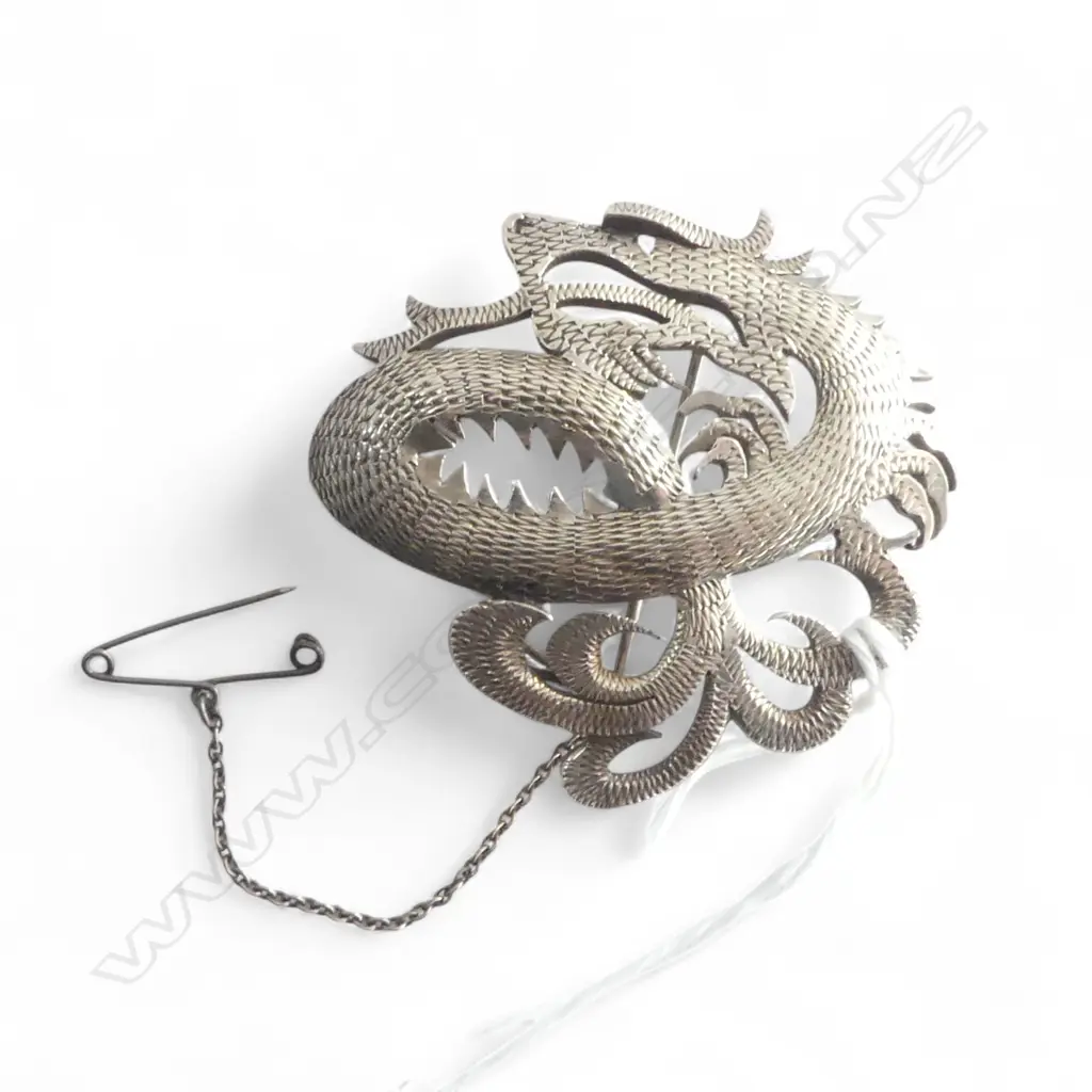 TONY BULLER STG SILVER DRAGON BROOCH 50mm STAMPED PATONI Image 1++