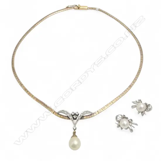 WELL MADE SILVER PEARL NECKLACE & PR PEARL EARRINGS