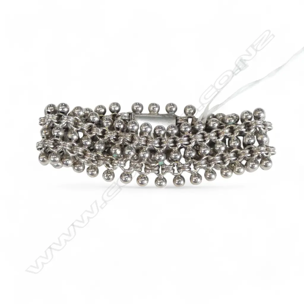VICTORIAN SILVER BALL LINK WIDE BRACELET Image 1++
