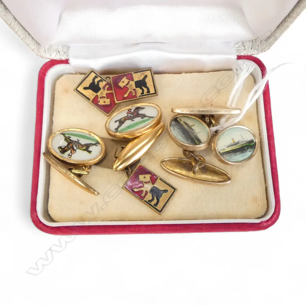BOX VINTAGE CUFFLINKS 3 PAIRS Image 1++