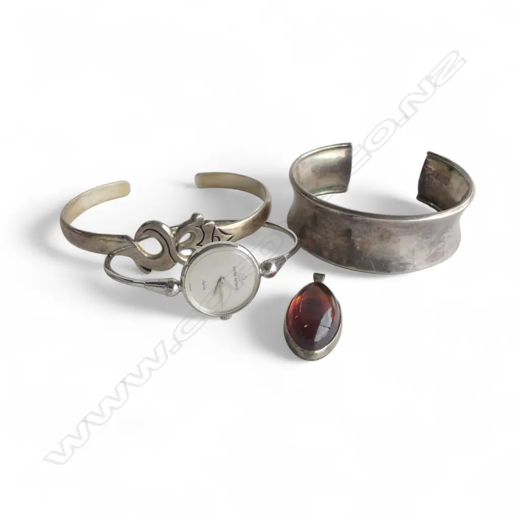 ASST. SILVER & PLATE JEWELLERY; MICHEL HERBELIN BRACELET WATCH Image 1++