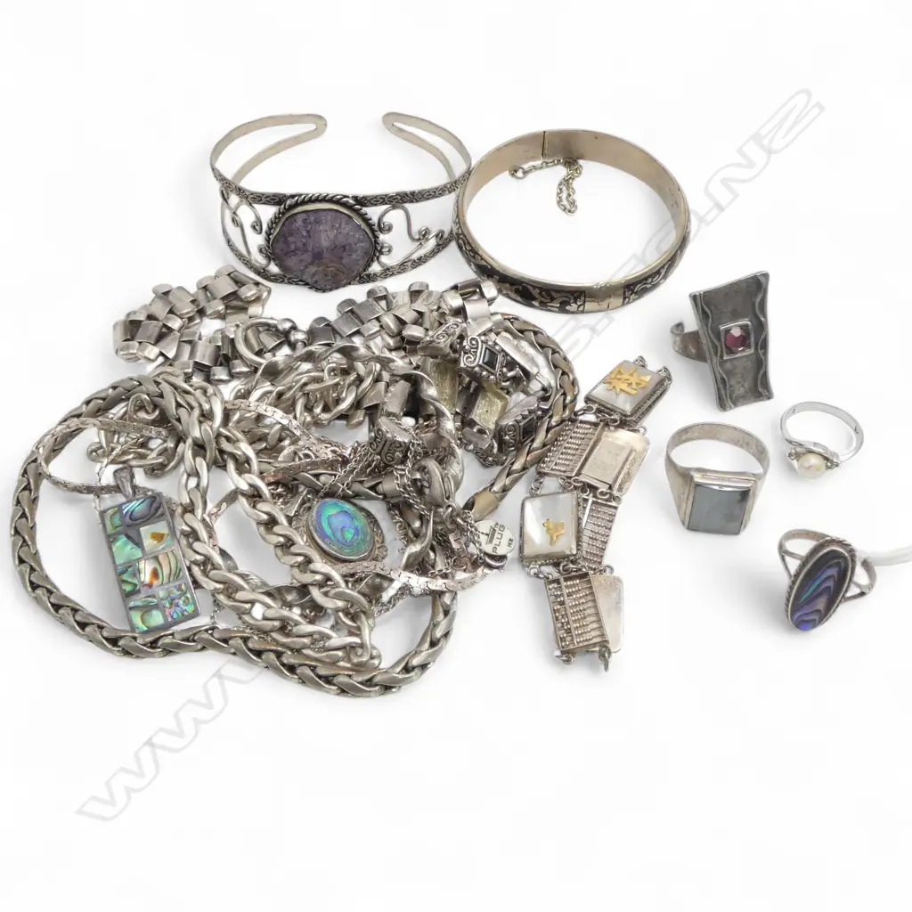 SILVER TONE COSTUME JEWELLERY, SOME STG Image 1++