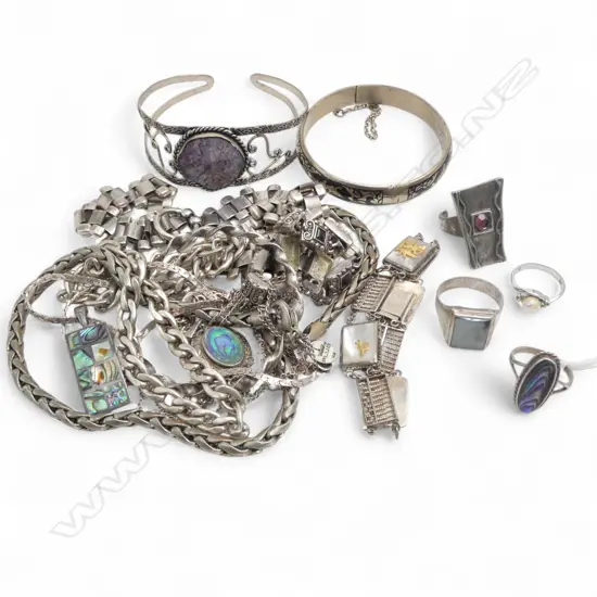 SILVER TONE COSTUME JEWELLERY, SOME STG