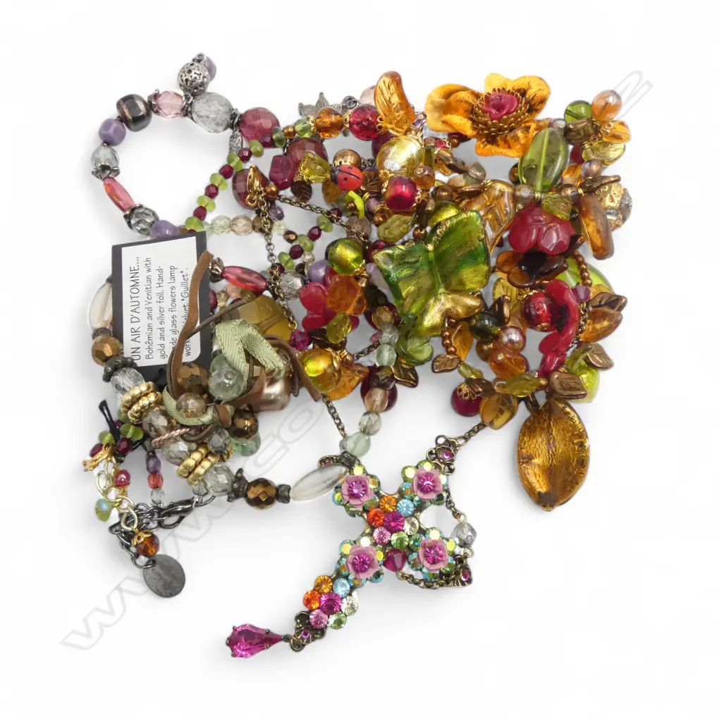 4 EUROPEAN GLASS BEAD NECKLACES & BRACELET Image 1++