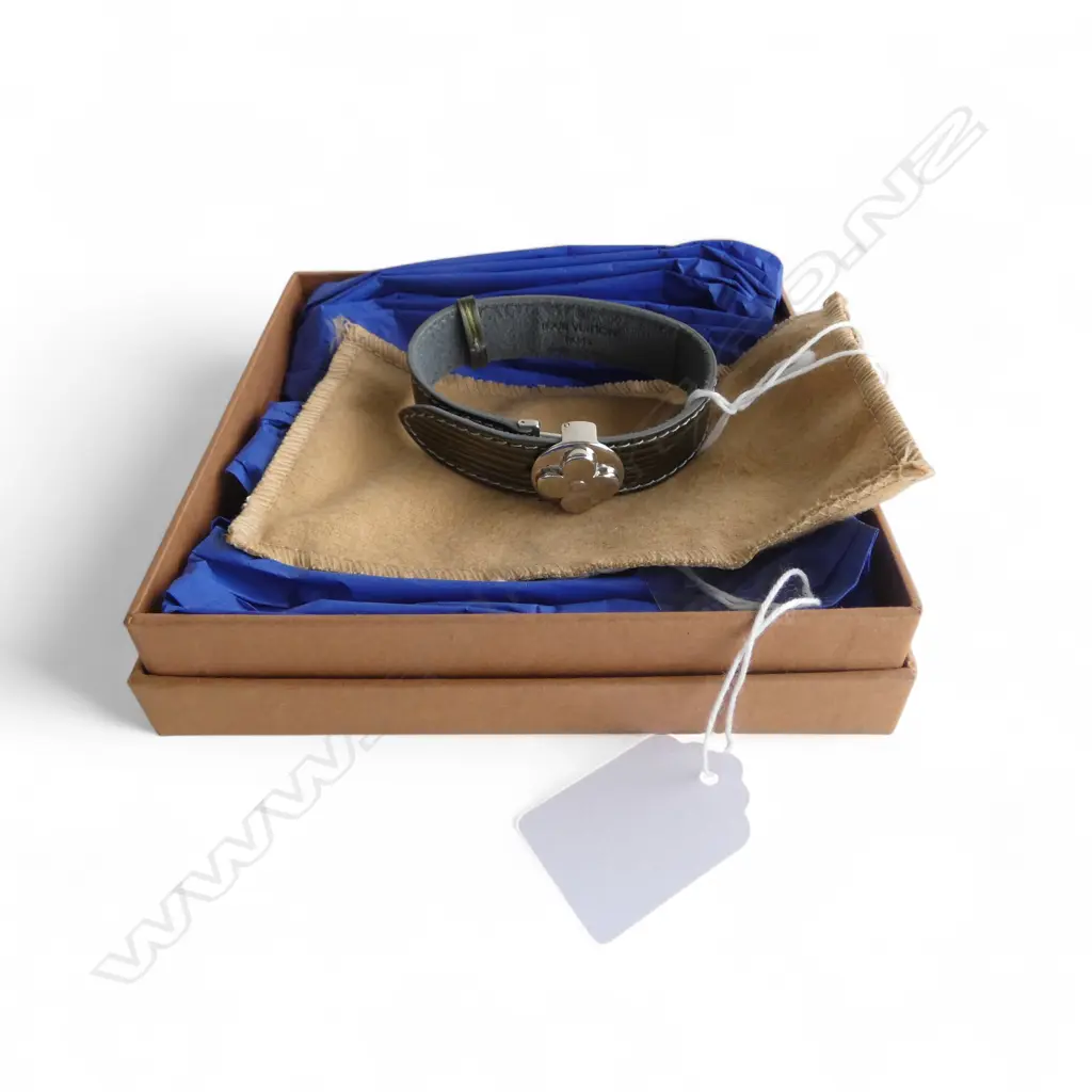 LOUIS VUITTON CYBER EPI LEATHER MILLENNIUM BRACELET w LV Monogram Flower, unused condition Image 1++