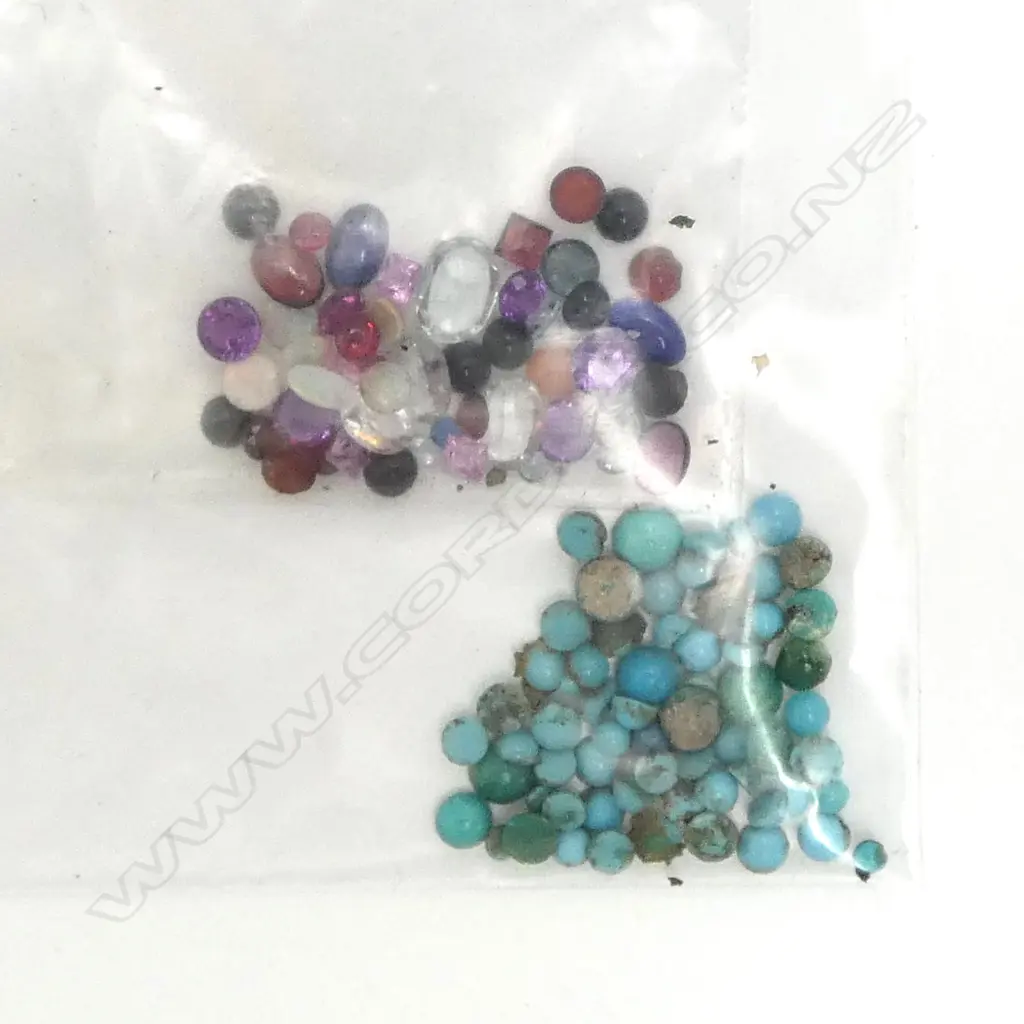 BAG OF LOOSE TURQUOISE & ODD GEMS ex. manufacturing jeweller  Image 1++
