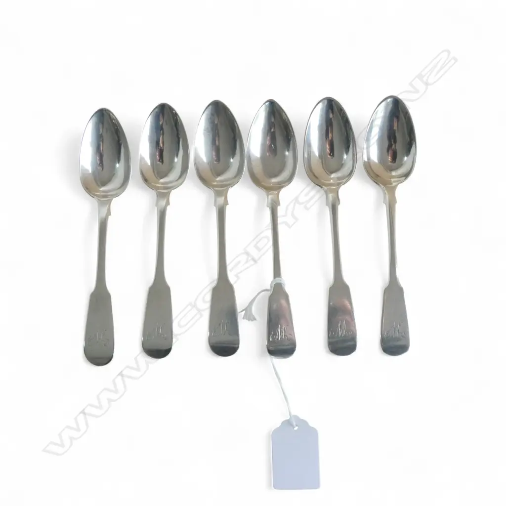 6 GEORGIAN FIDDLE PATTERN TEASPOONS 123gms Image 1++