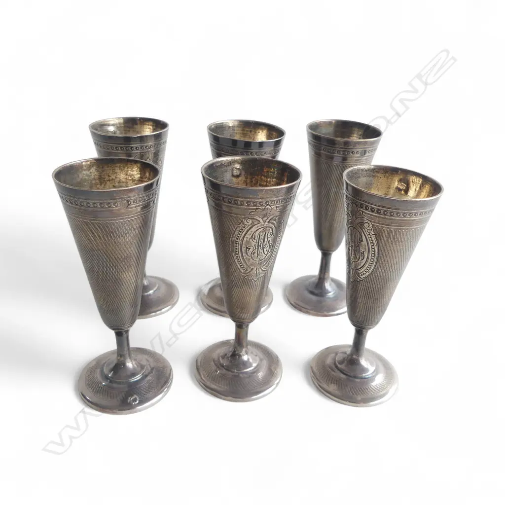 6 .800 SILVER FRENCH SHOT CUPS H.85mm 165gms Image 1++