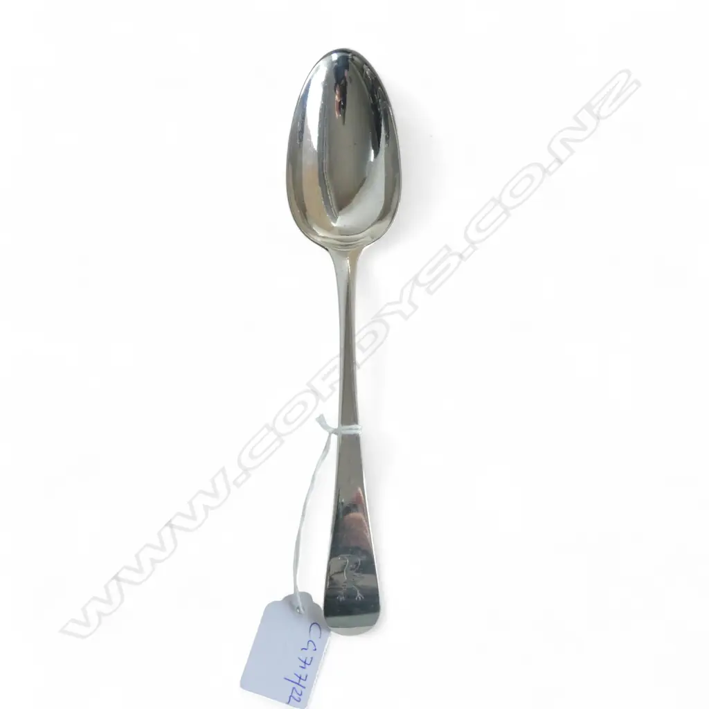 STG SILVER TABLE SPOON, THOMAS & WILLIAM CHAWNER LONDON 1768 L.215mm 74gms Image 1++