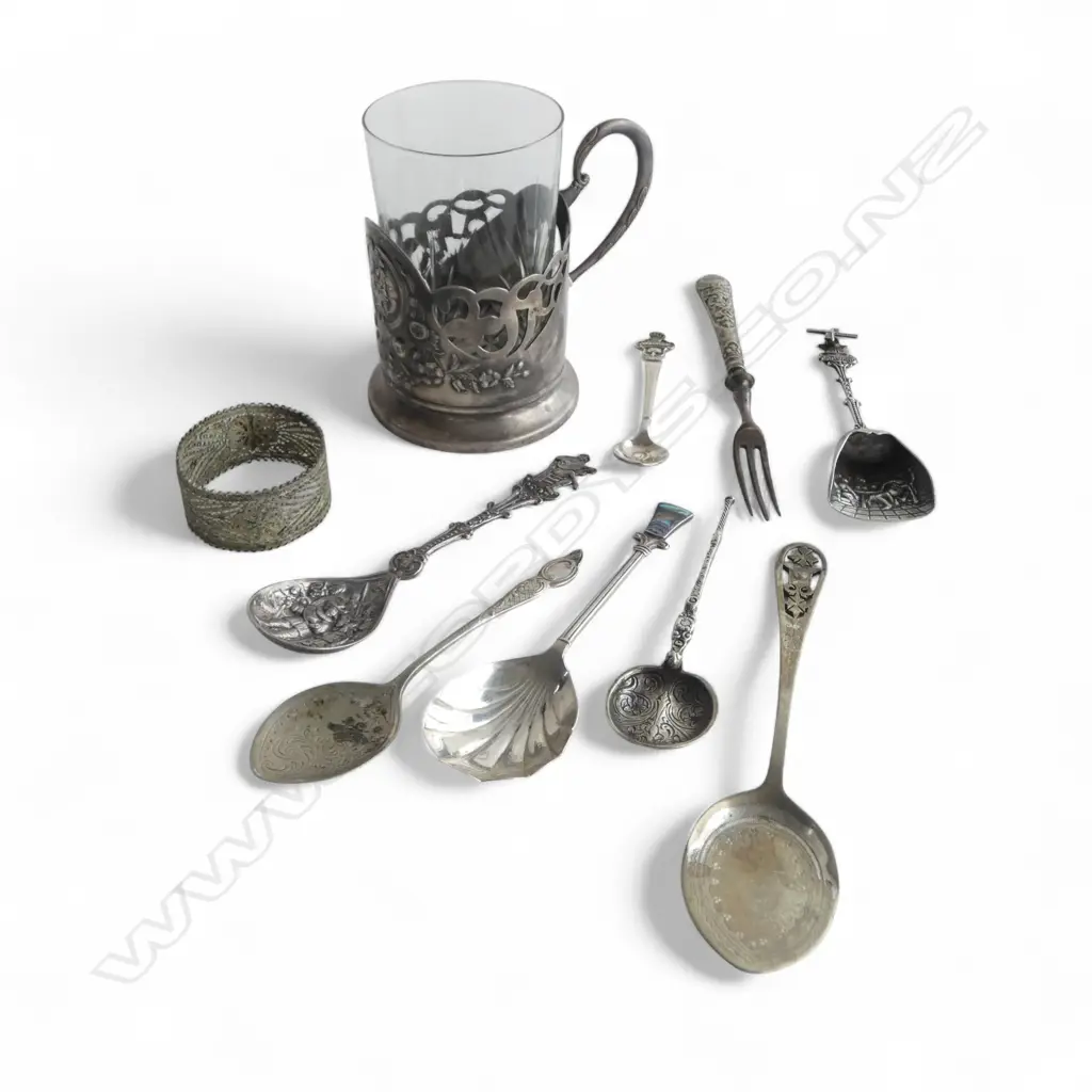 6 PCES ASST. 800/925 SILVER; 102gms + 3 PCES EP CUTLERY & CUP Image 1++