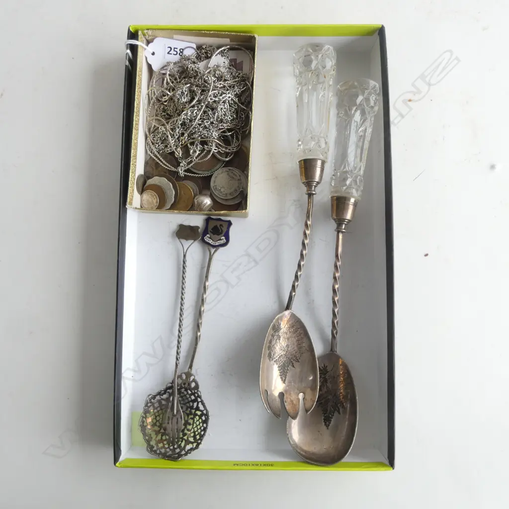 ASST. ITEMS; EP CUTLERY, WORLD COINS, STG SILVER 18gms ETC Image 1++