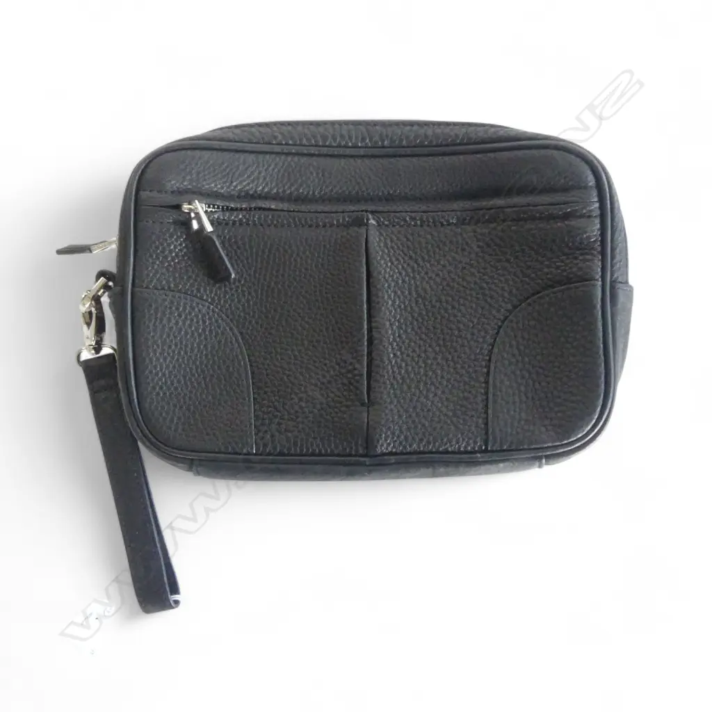 OROTON BLACK PEBBLE LEATHER CLUTCH BAG INTERIOR POCKETS OROTON CARE CARD AND DUST BAG 270 x 200mm Image 1++