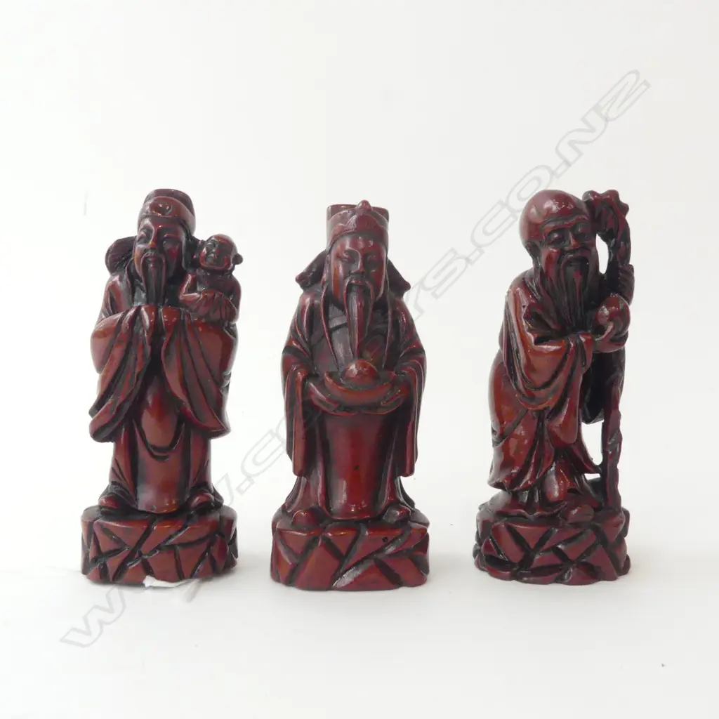 3 RESIN CHINESE FIGURES  Image 1++