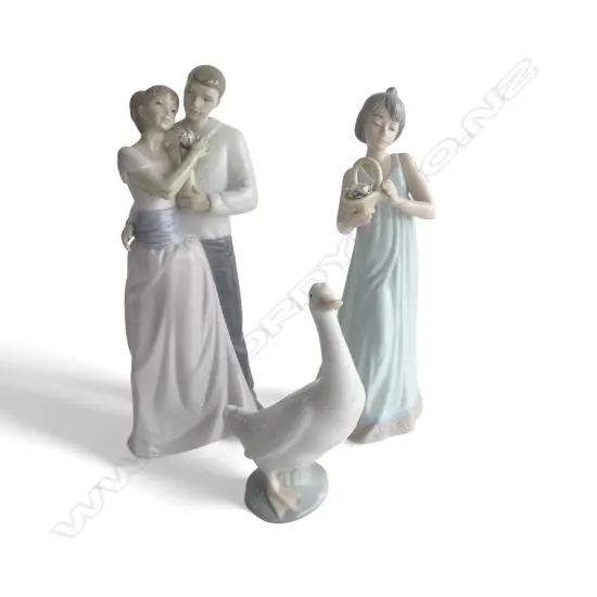 3 FIGURINES; NAO #1600 (REPAIRS), NADAL #2344, NAO GOOSE