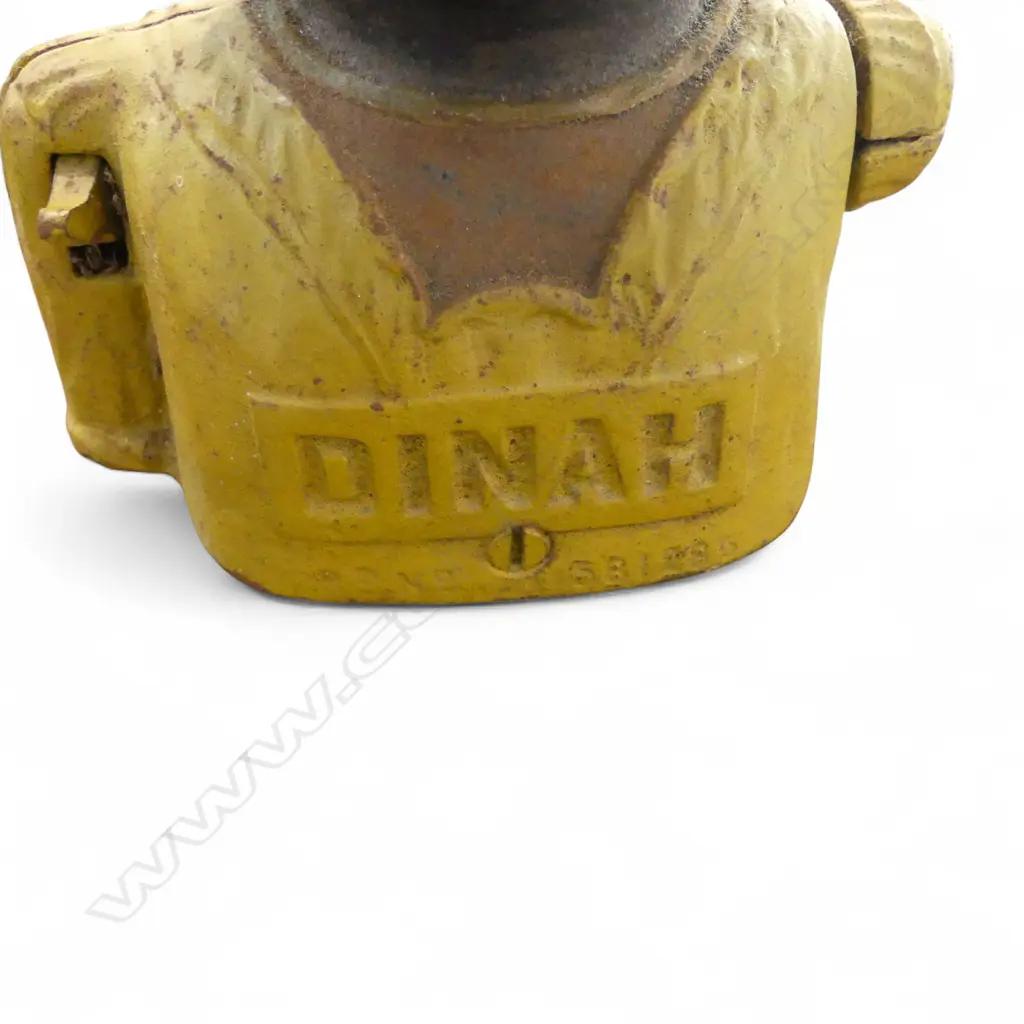 EARLY 20thC CAST IRON YELLOW 'DINAH' MONEY BOX H.170mm Image 1++