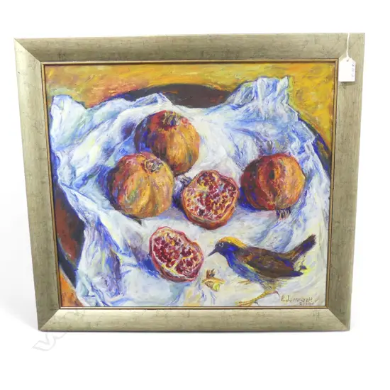 P. JOVANOVIC, STILL LIFE OF POMEGRANETS, OIL ON CANVAS, 405x455mm