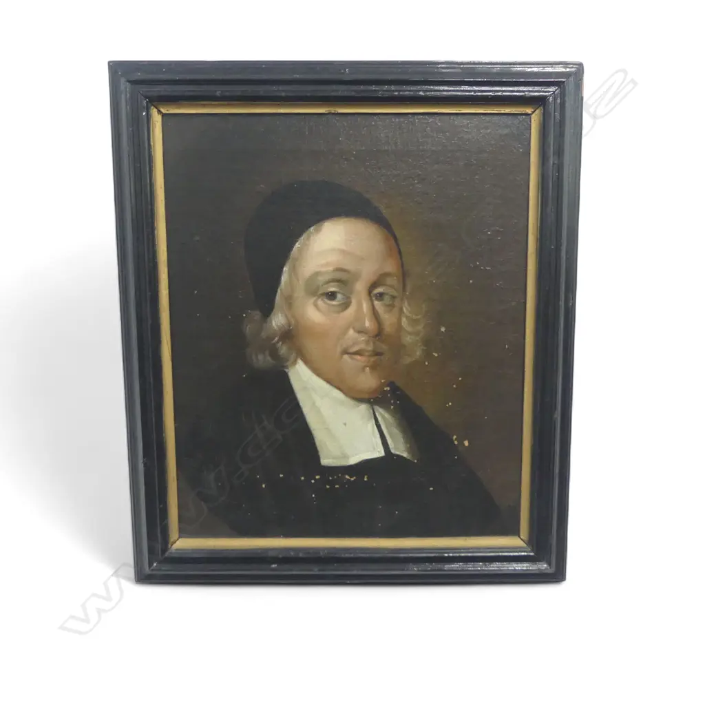 19thC ARTIST UNKNOWN, CALVINIST? GENTLEMAN, OIL ON CANVAS 325x270mm Image 1++