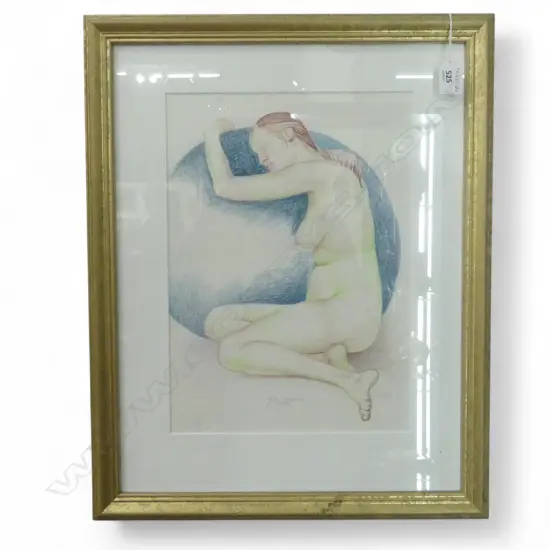 JOHN ANDREW, SEATED NUDE, 2003 COLOUR PENCIL SIGNED & DATED 360x255mm