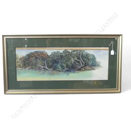 DAWN EVANS mixed media ARTWORK 'Entrance to Milford Creek' 225 x 725mm