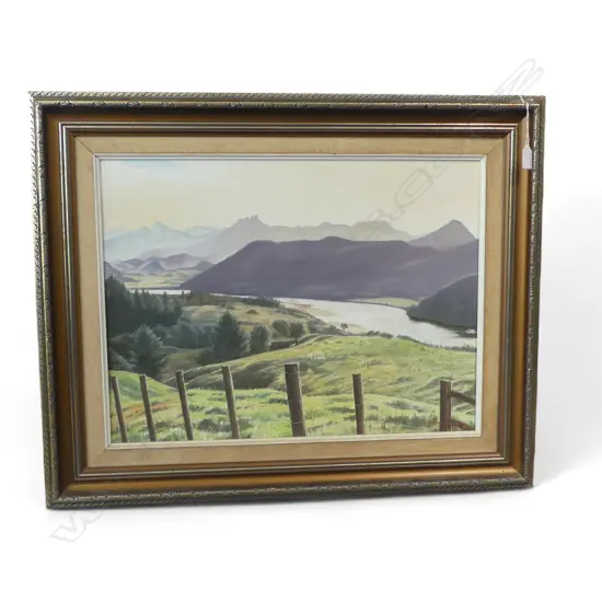 HARRY SANGL 'EVENING ON THE COROMANDEL RANGE' OIL ON BOARD '84 450x600mm