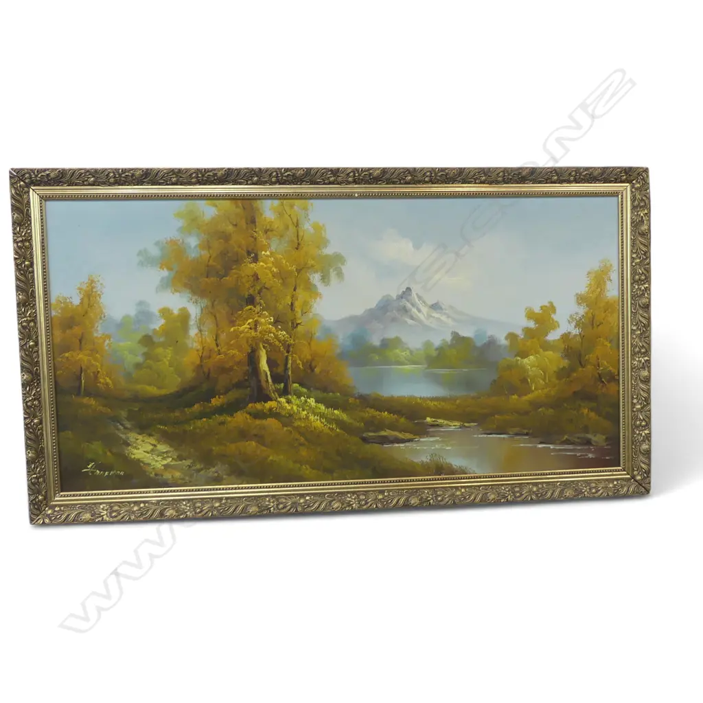 SIGNED HARFMAN MOUNTAIN LANDSCAPE OIL ON CANVAS 585 X 1190mm Image 1++