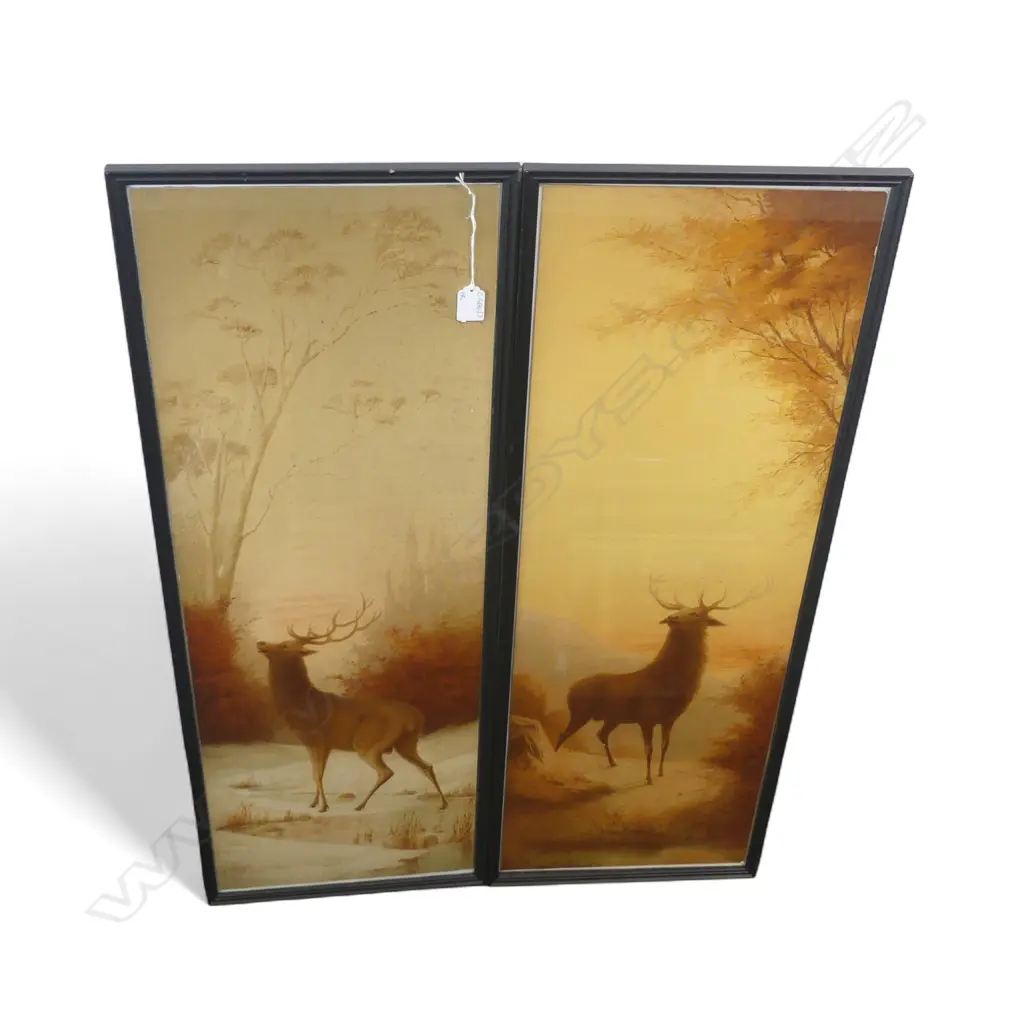 PR ANTIQUE DEER CHROMOLITHOGRAPHS 900x310mm Image 1++