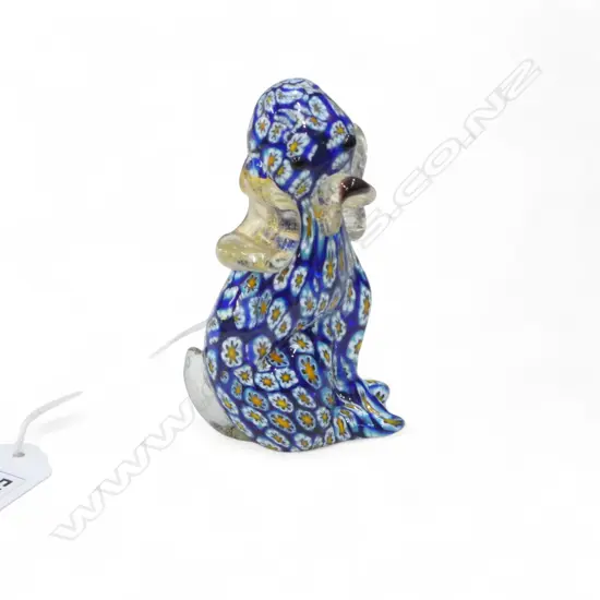 MURANO MILLE FIORI GLASS DOG PUPPY ORNAMENT H.90mm