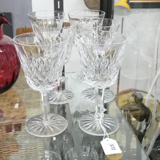 6 WATERFORD CRYSTAL WINE GLASSES H.150mm