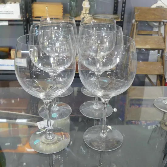 6 TIFFANY & CO. RED WINE GLASSES, MADE IN SWEDEN H.200mm