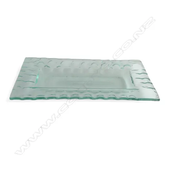 DECORATIVE LONG GLASS SERVING TRAY, 370MM