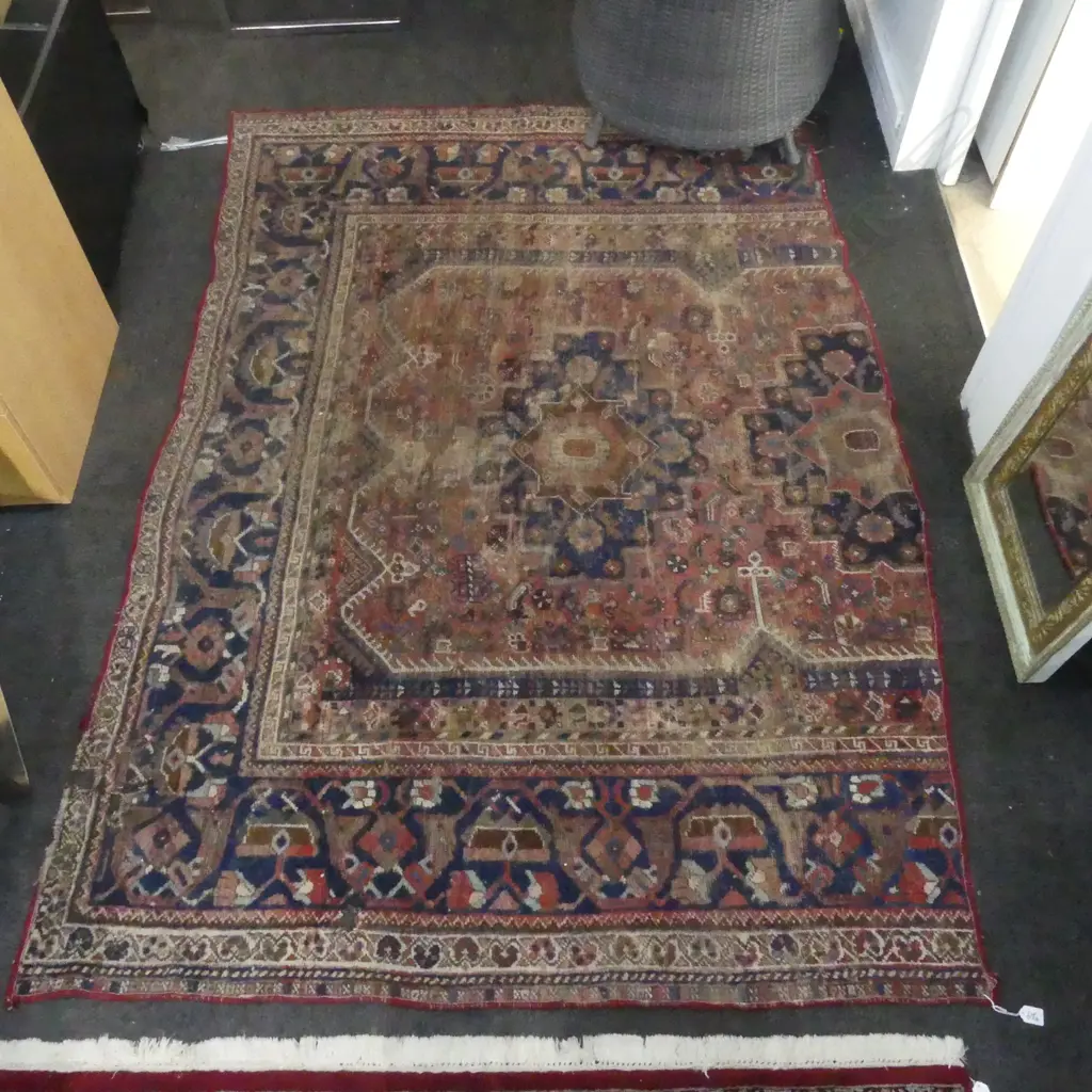 ANTIQUE PERSIAN RUG 1550 x 2200mm (worn, holes, repairs) Image 1++