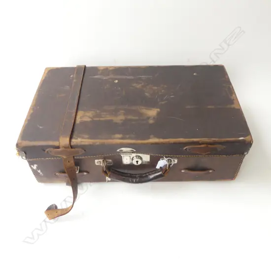 OLD SOLID LEATHER SUIT CASE