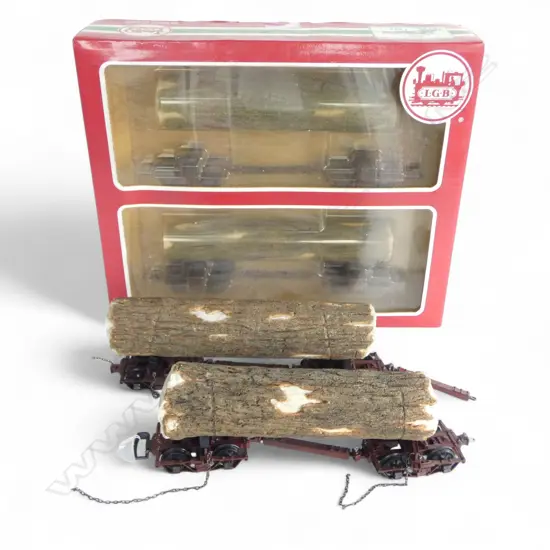 4 DUAL WHEELBASE LOG TRAIN CARRIAGES BY LGB GERMANY L.900mm (total) (2 BOXED)