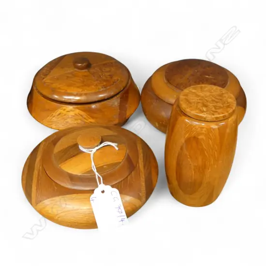 4 NZ TIMBERS LIDDED CONTAINERS H.150mm
