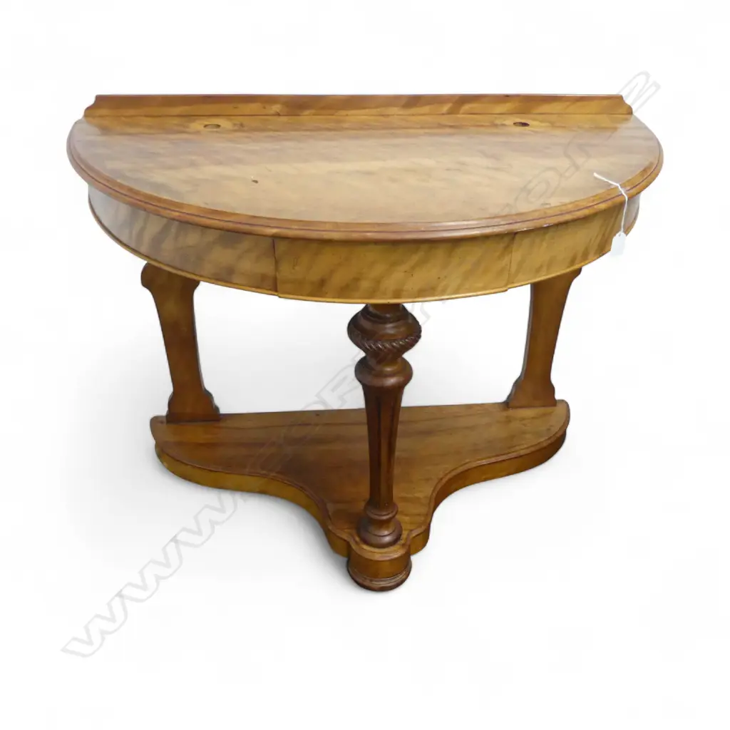 VICTORIAN MAPLE DEMI LUNE HALL TABLE (MIRROR ABSENT) W.1000mm Image 1++